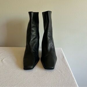 Stuart Weitzman Black Leather zipper Ankle Boots 3" Heel NWOT